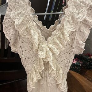 Zara Ivory Lace Knit Top